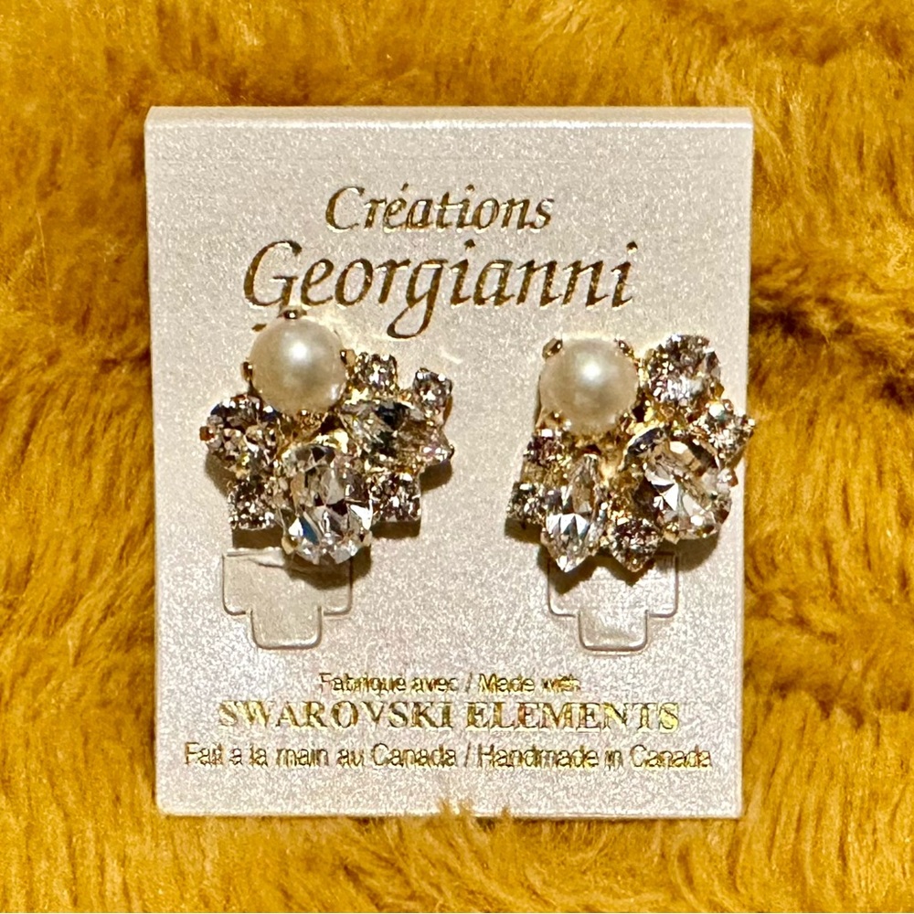 NWT Georgianni Creations Swarovski 14KTGP Stud Earrings